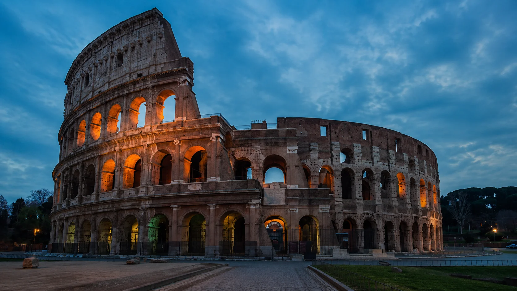 The Colosseum in Rome with historic architecture