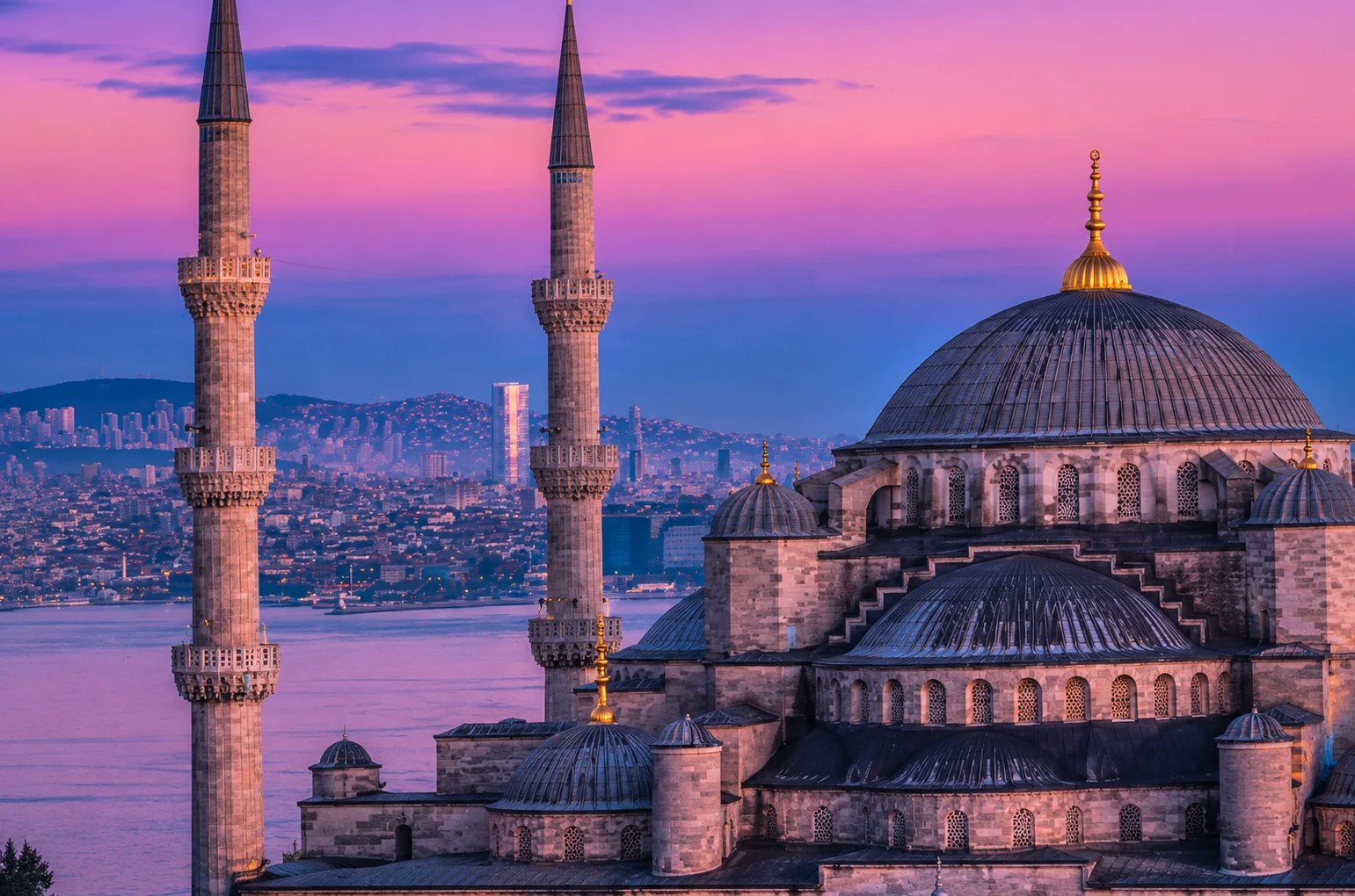 Istanbul skyline with Hagia Sophia and Blue Mosque