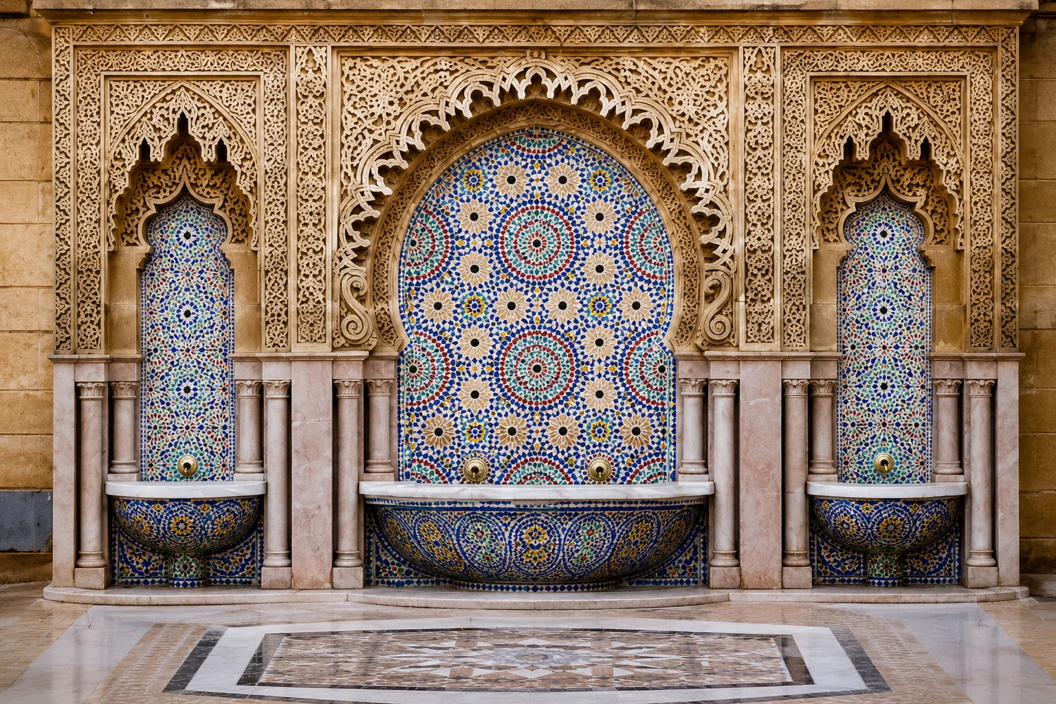 Traditional market and historic architecture in Marrakech